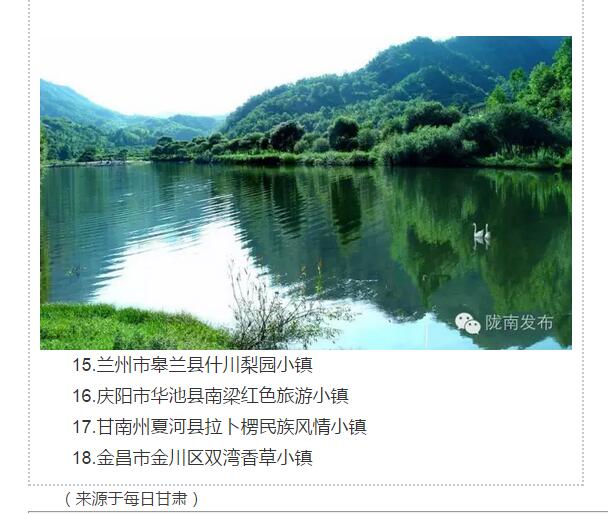 甘肅計劃3年建18個特色小鎮(zhèn)，看看隴南有幾個~