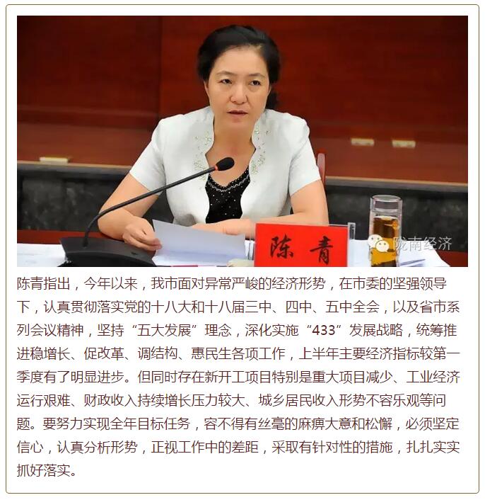 陳青在市政府全體會議上強調(diào)：緊盯一個目標抓好九大任務(wù)落實強化三項保障，確保全市經(jīng)濟社會持續(xù)快速發(fā)展